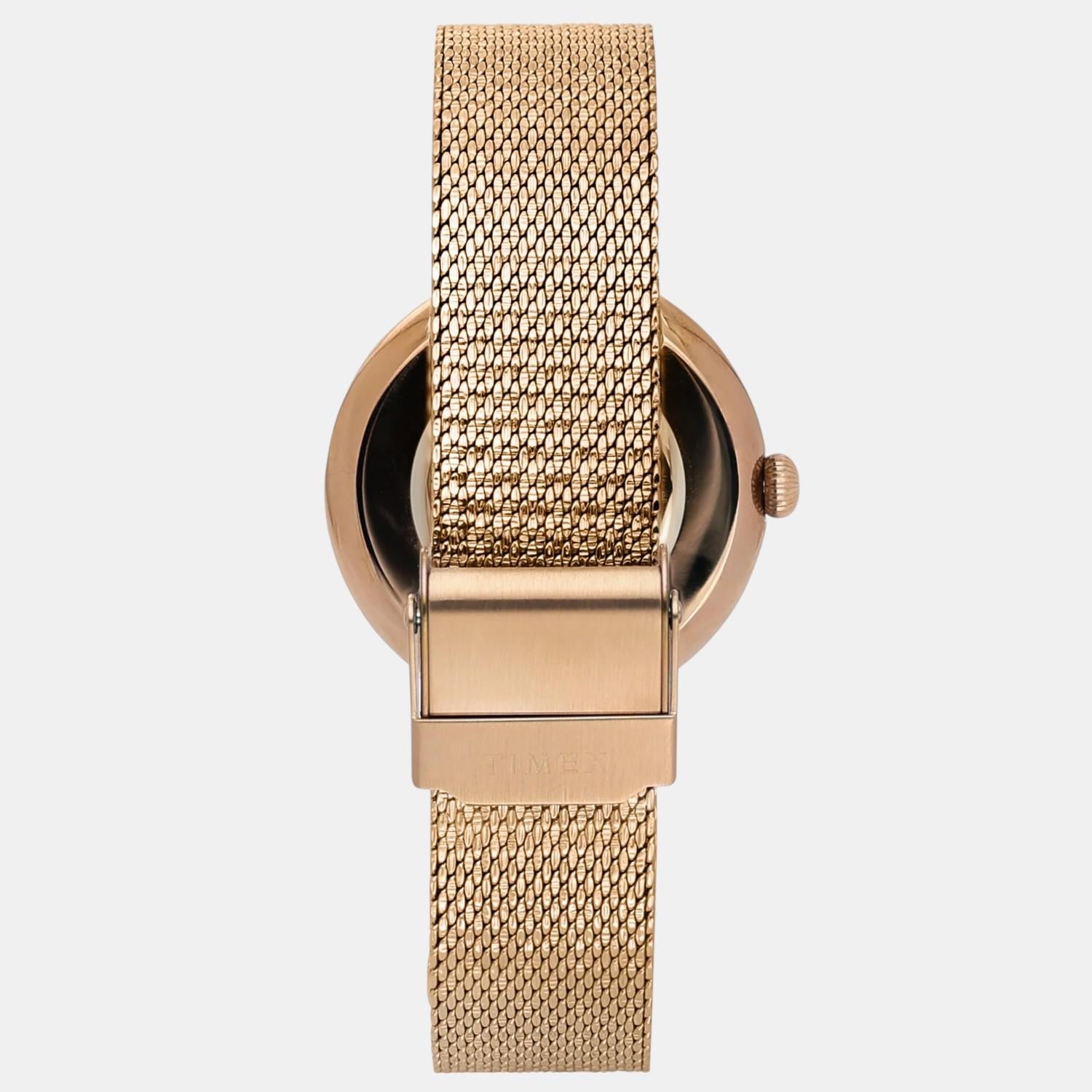 Fashion Women Quartz Black Dial Analog Stainless Steel Watch TWEL19303