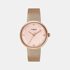 Fashion Women Quartz Pink Dial Analog Stainless Steel Watch TWEL19304