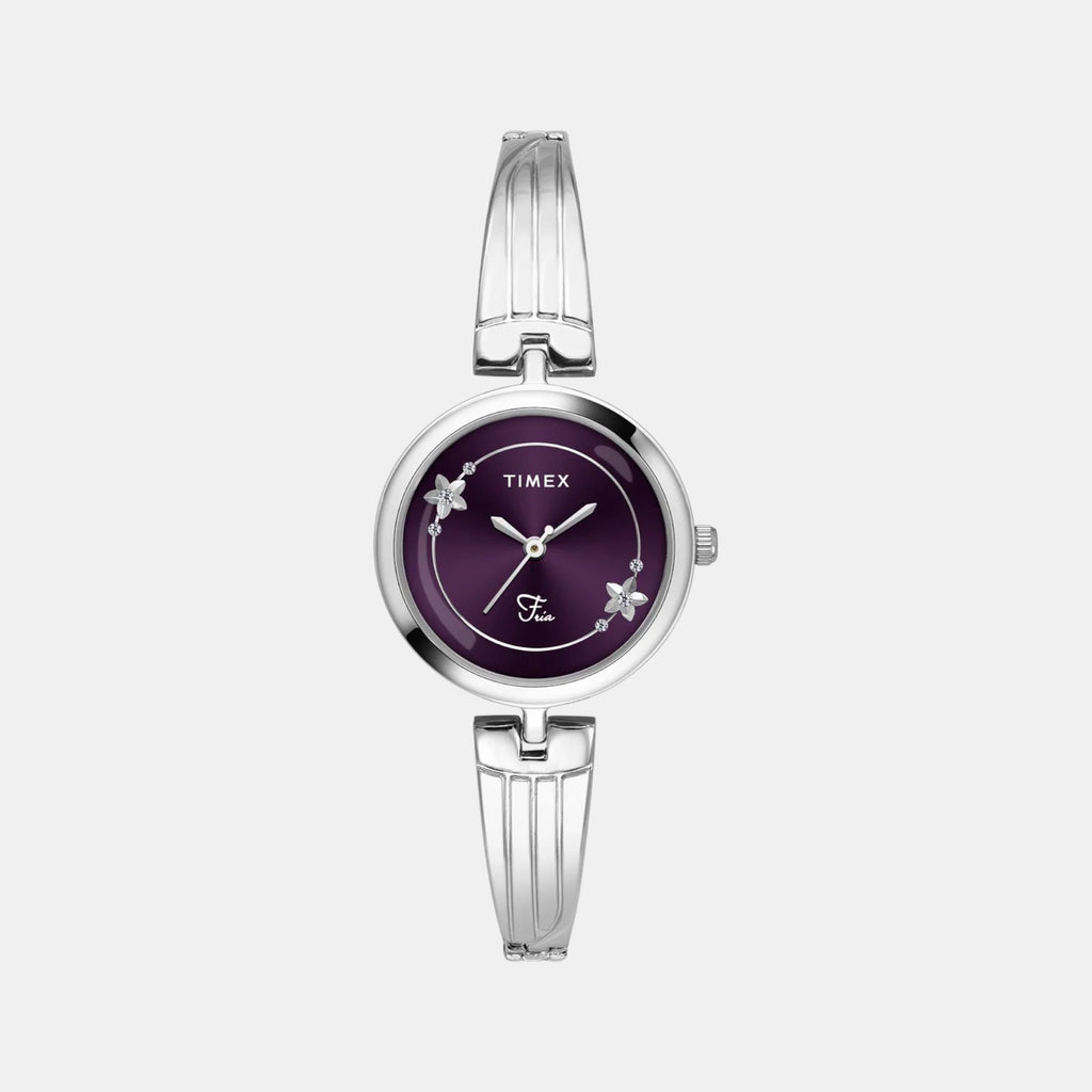 Fria Women Quartz Violet Dial Analog Brass Watch TWEL19800