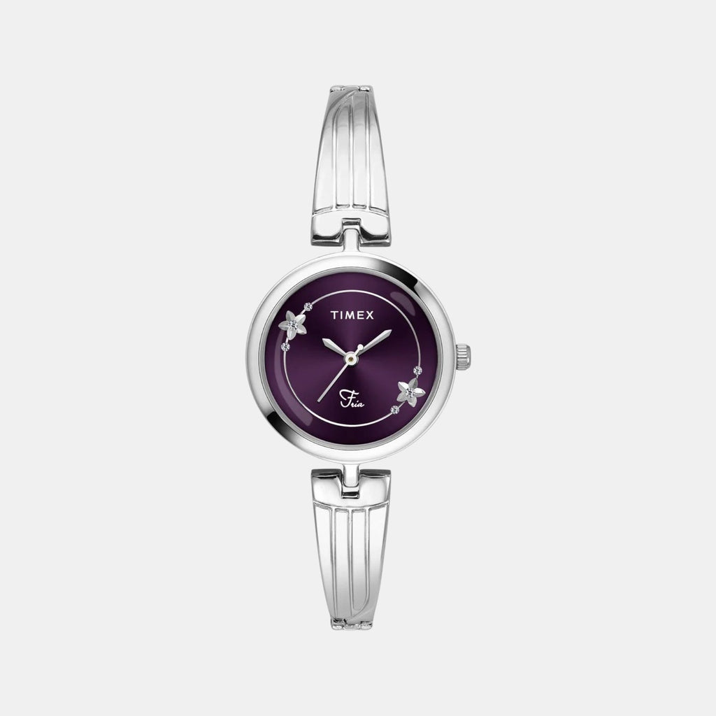 Fria Women Quartz Violet Dial Analog Brass Watch TWEL19800