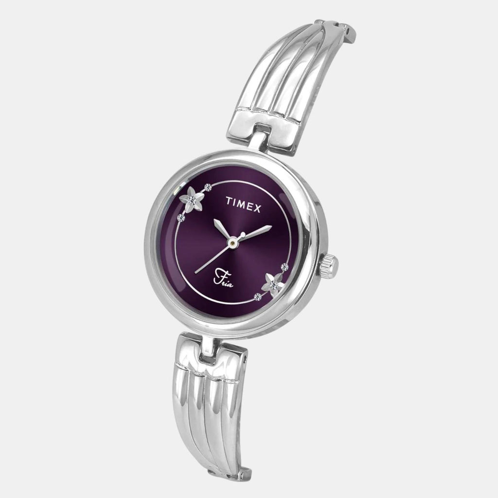 Fria Women Quartz Violet Dial Analog Brass Watch TWEL19800