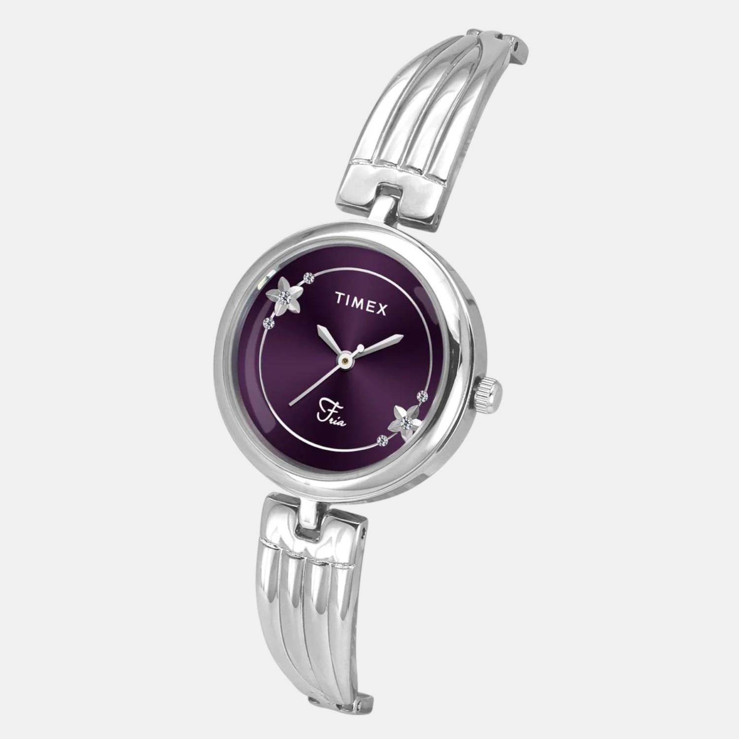 Fria Women Quartz Violet Dial Analog Brass Watch TWEL19800
