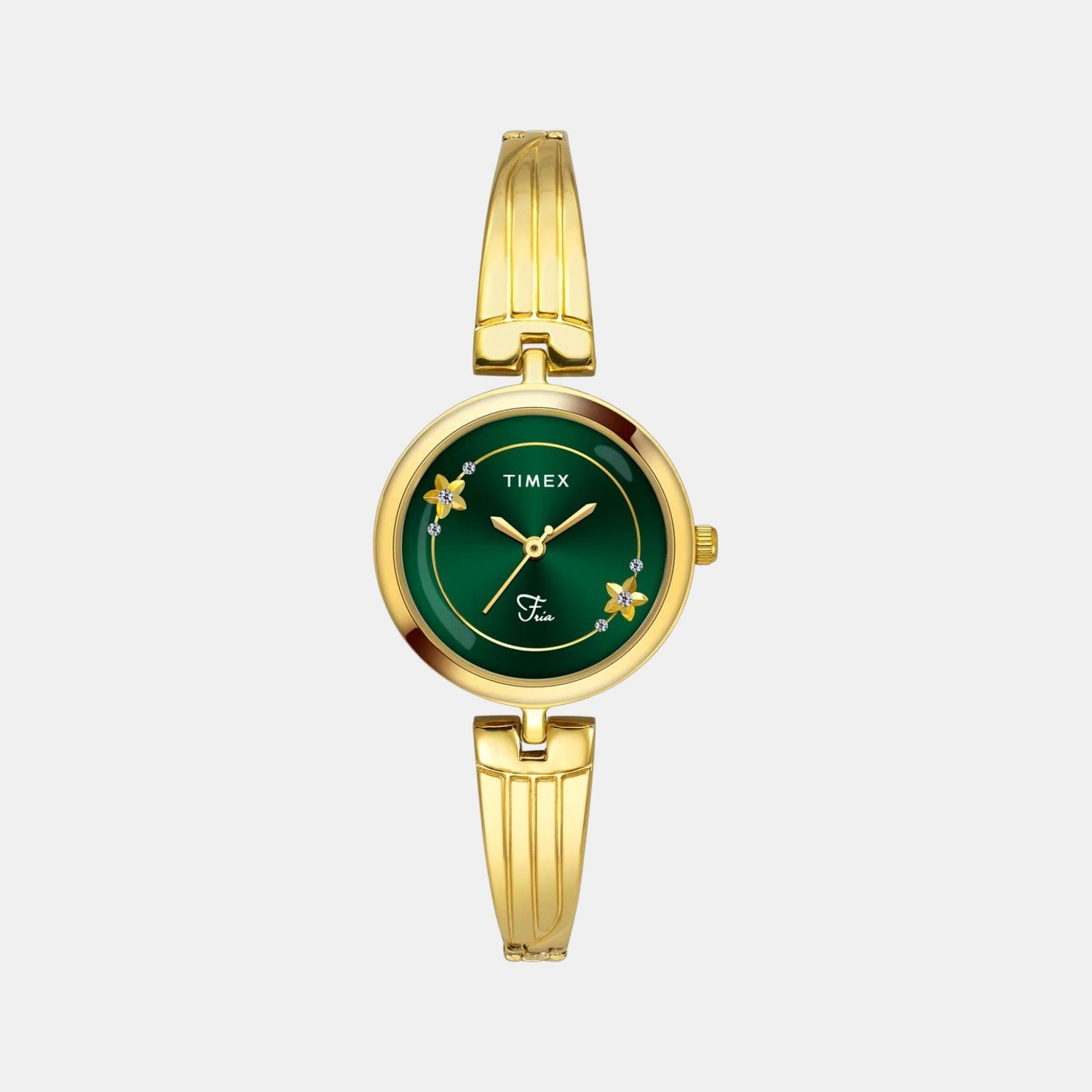 Fria Women Quartz Green Dial Analog Brass Watch TWEL19801