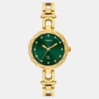 Fria Women Quartz Green Dial Analog Brass Watch TWEL19900