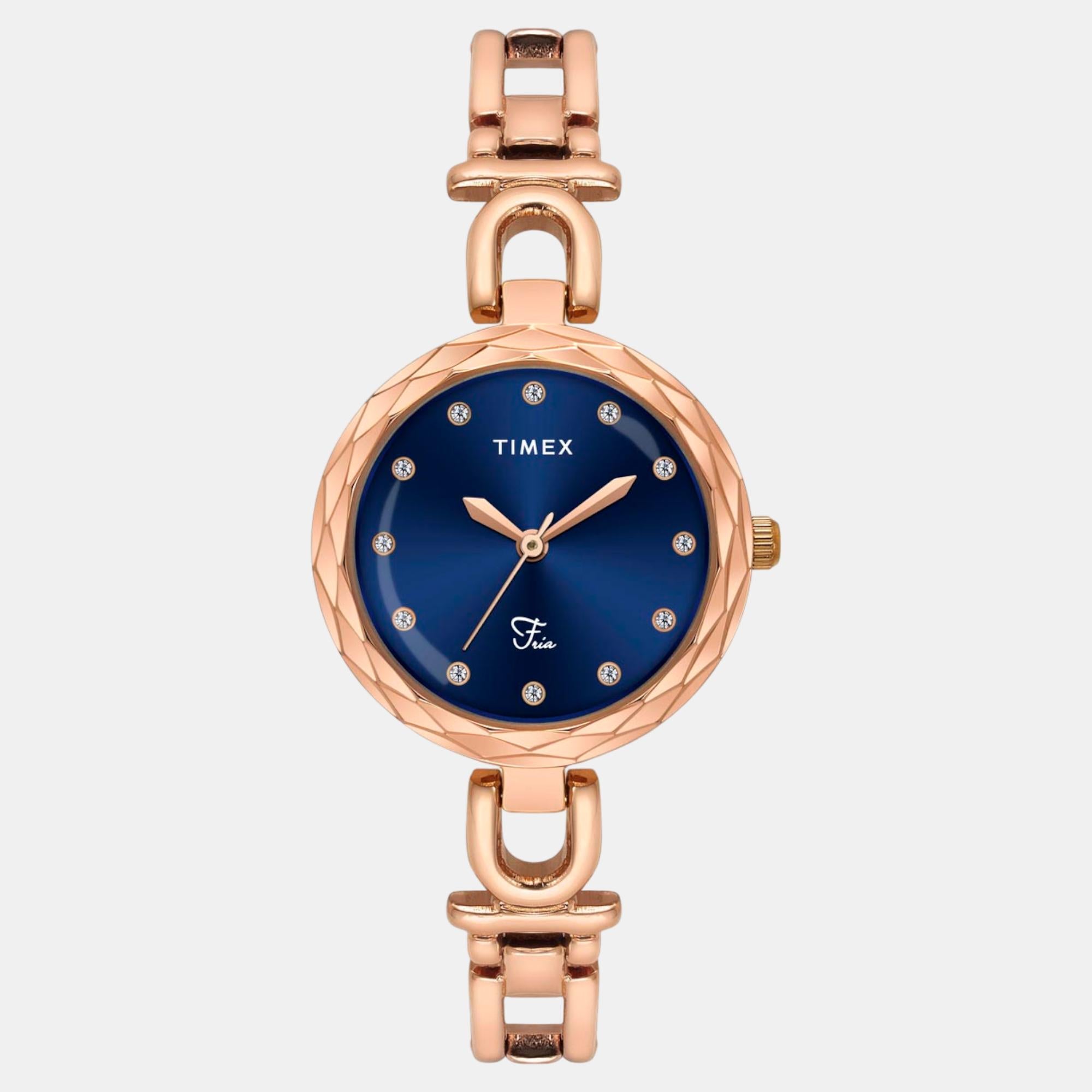 Fria Women Quartz Blue Dial Analog Brass Watch TWEL19901