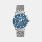 Fashion Women Quartz Blue Dial Multi-Function Stainless Steel Watch TWEL20301