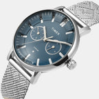 Fashion Women Quartz Blue Dial Multi-Function Stainless Steel Watch TWEL20301