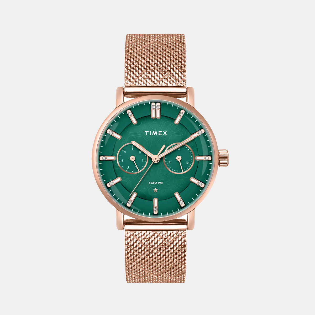 Trendline Women Quartz Green Dial Multi-Function Stainless Steel Watch TWEL20302