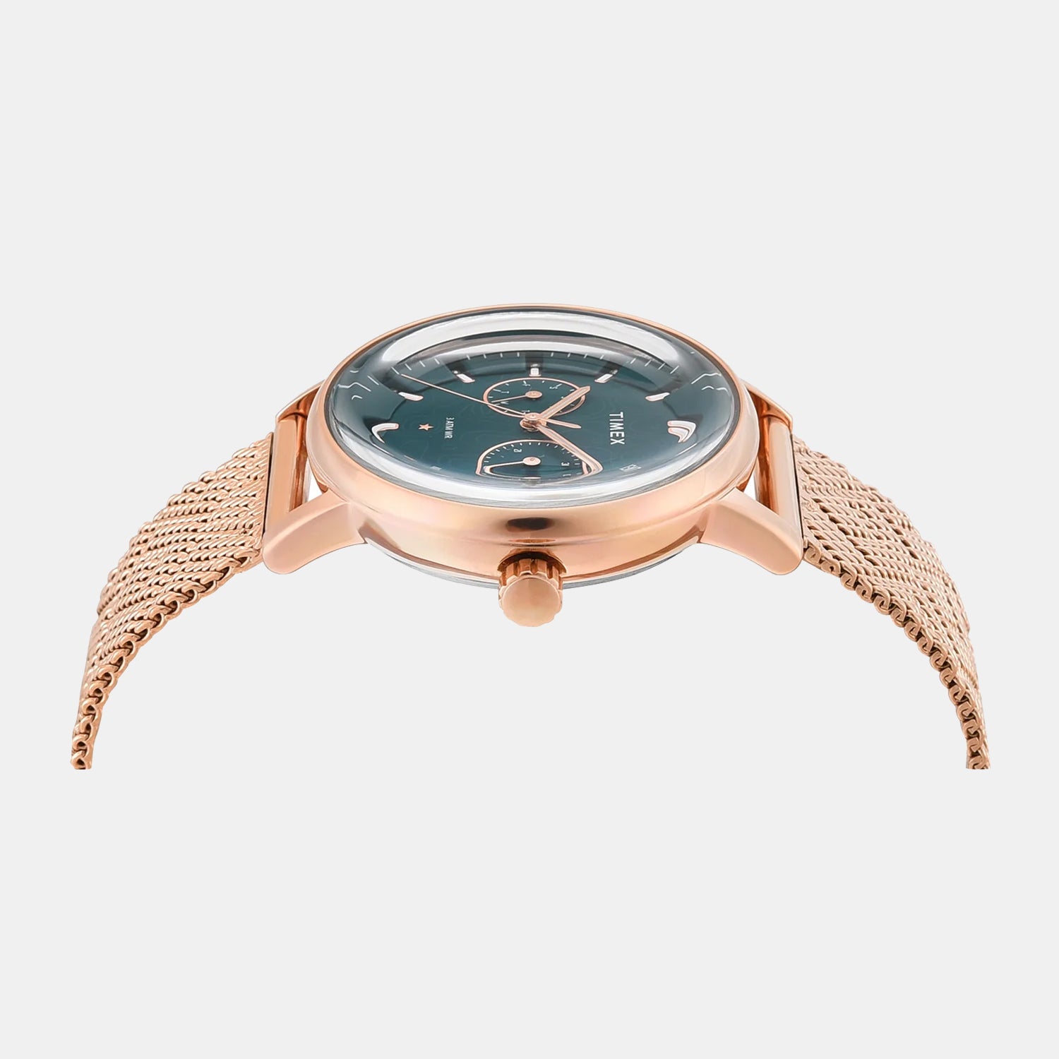 Fashion Women Quartz Green Dial Multi-Function Stainless Steel Watch TWEL20302