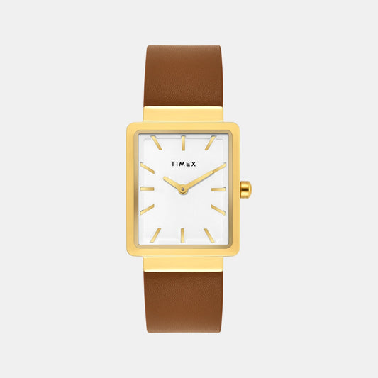 Fashion Women Quartz White Dial Analog Leather Watch TWEL20700