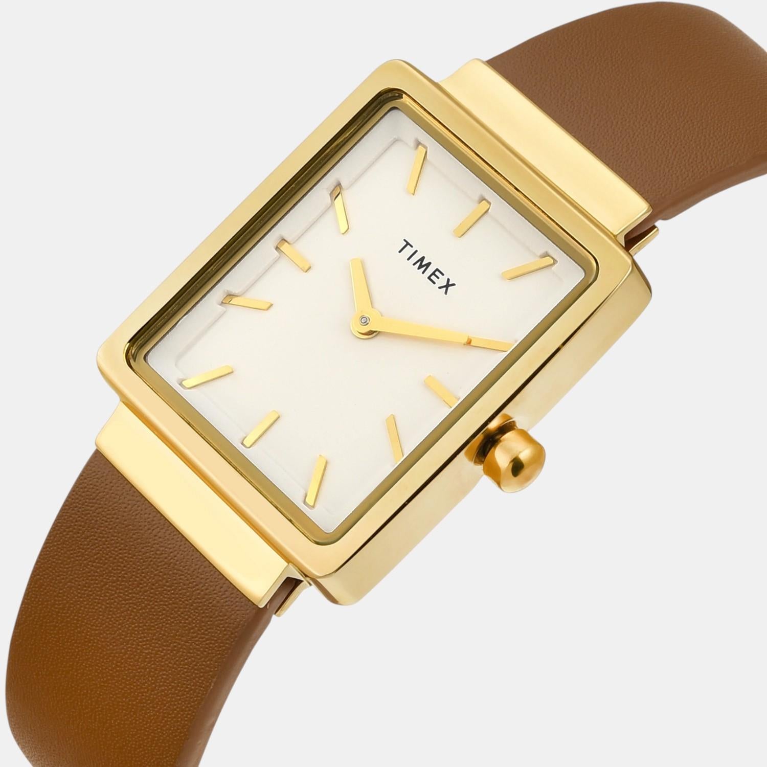 Fashion Women Quartz White Dial Analog Leather Watch TWEL20700