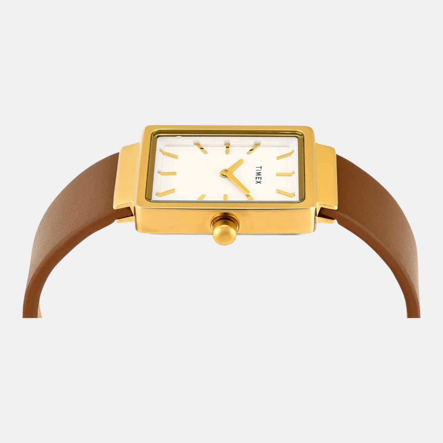 Fashion Women Quartz White Dial Analog Leather Watch TWEL20700