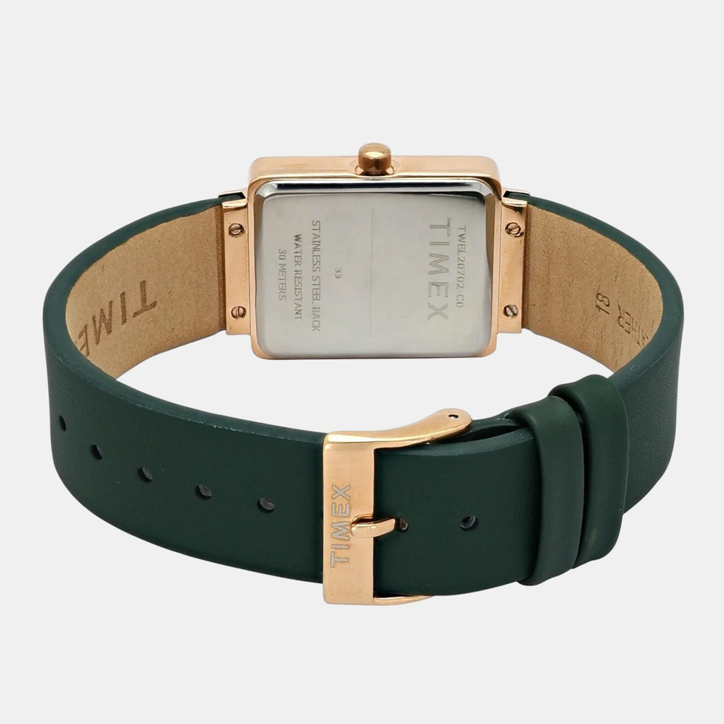 Fashion Women Quartz Green Dial Analog Leather Watch TWEL20702