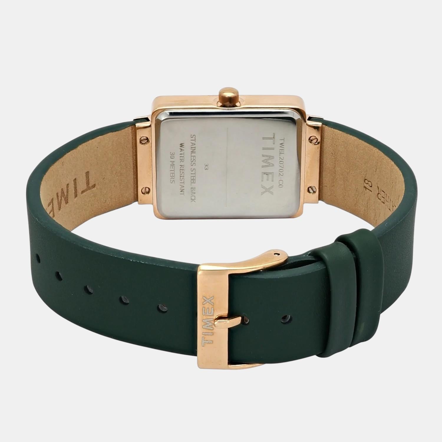 Fashion Women Quartz Green Dial Analog Leather Watch TWEL20702