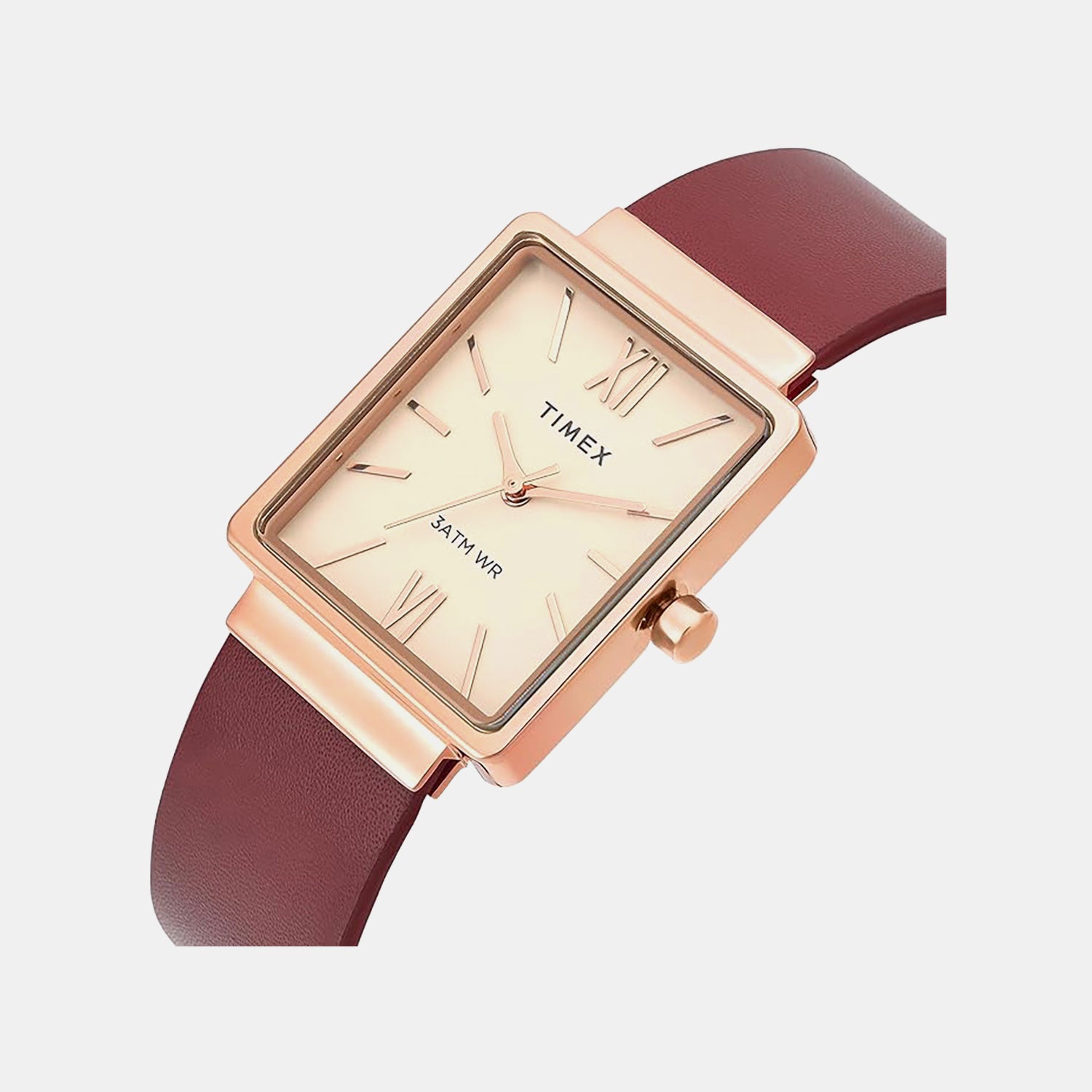 Fashion Women Quartz Rose Gold Dial Analog Leather Watch TWEL20708