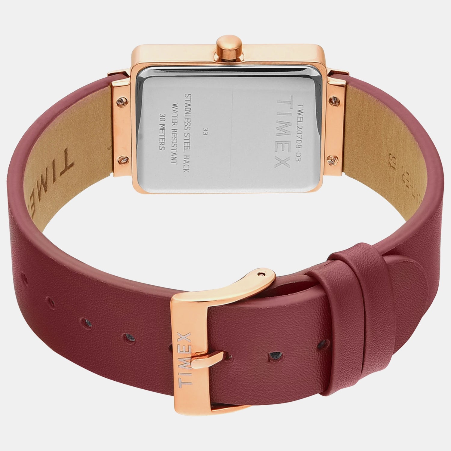 Fashion Women Quartz Rose Gold Dial Analog Leather Watch TWEL20708