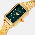 Fashion Women Quartz Green Dial Analog Stainless Steel Watch TWEL20802