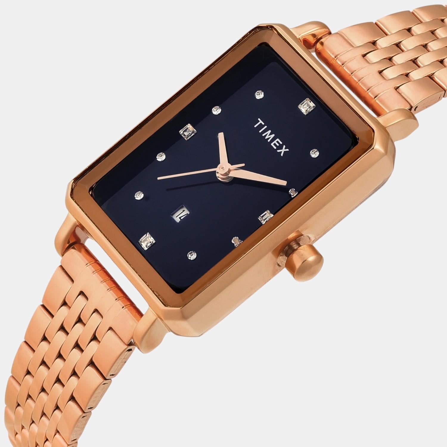 Fashion Women Quartz Blue Dial Analog Stainless Steel Watch TWEL20803