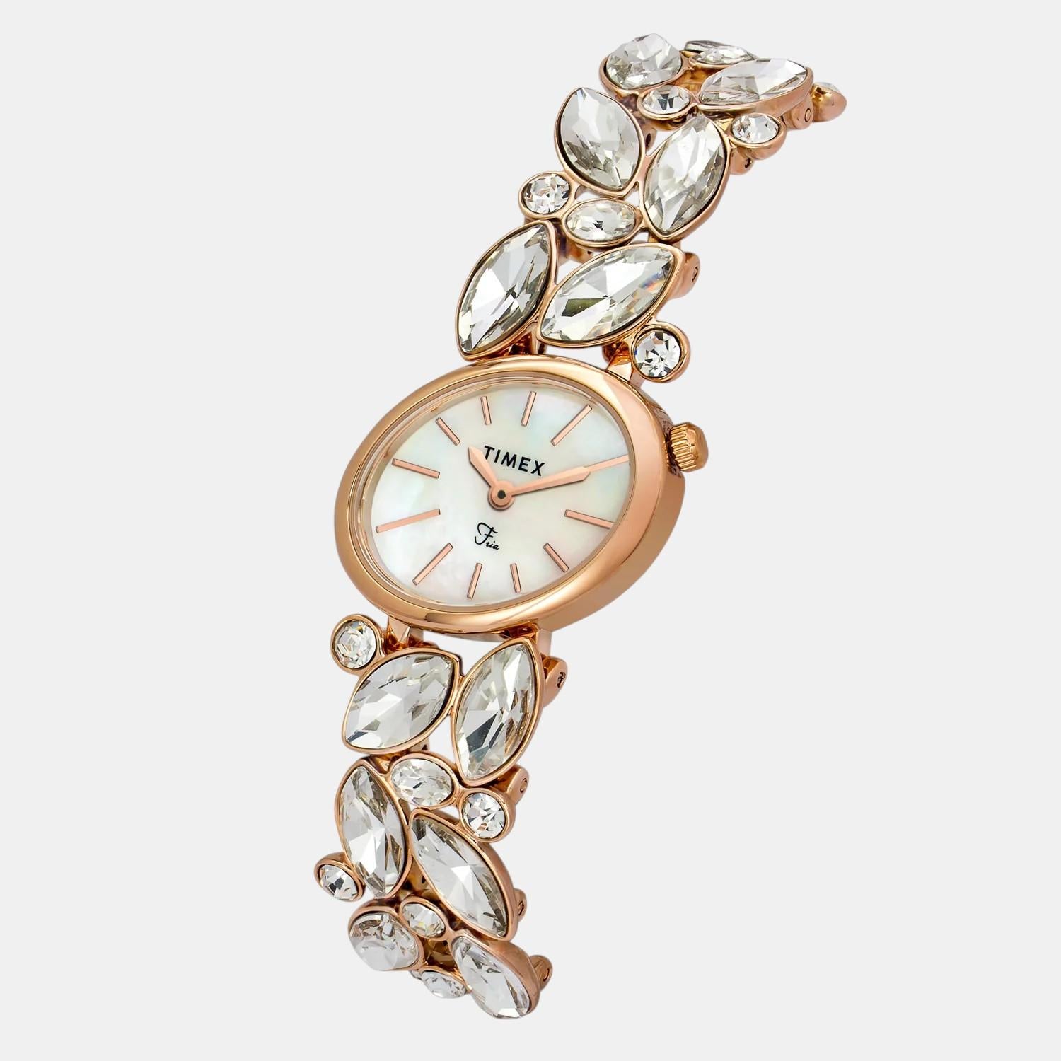 Fria Women Quartz Mother Of Pearl Dial Analog Brass Watch TWEL20902