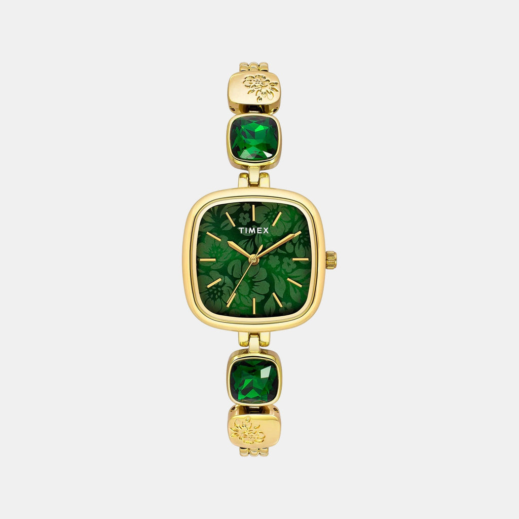 Fria Women Quartz Green Dial Analog Brass Watch TWEL21000