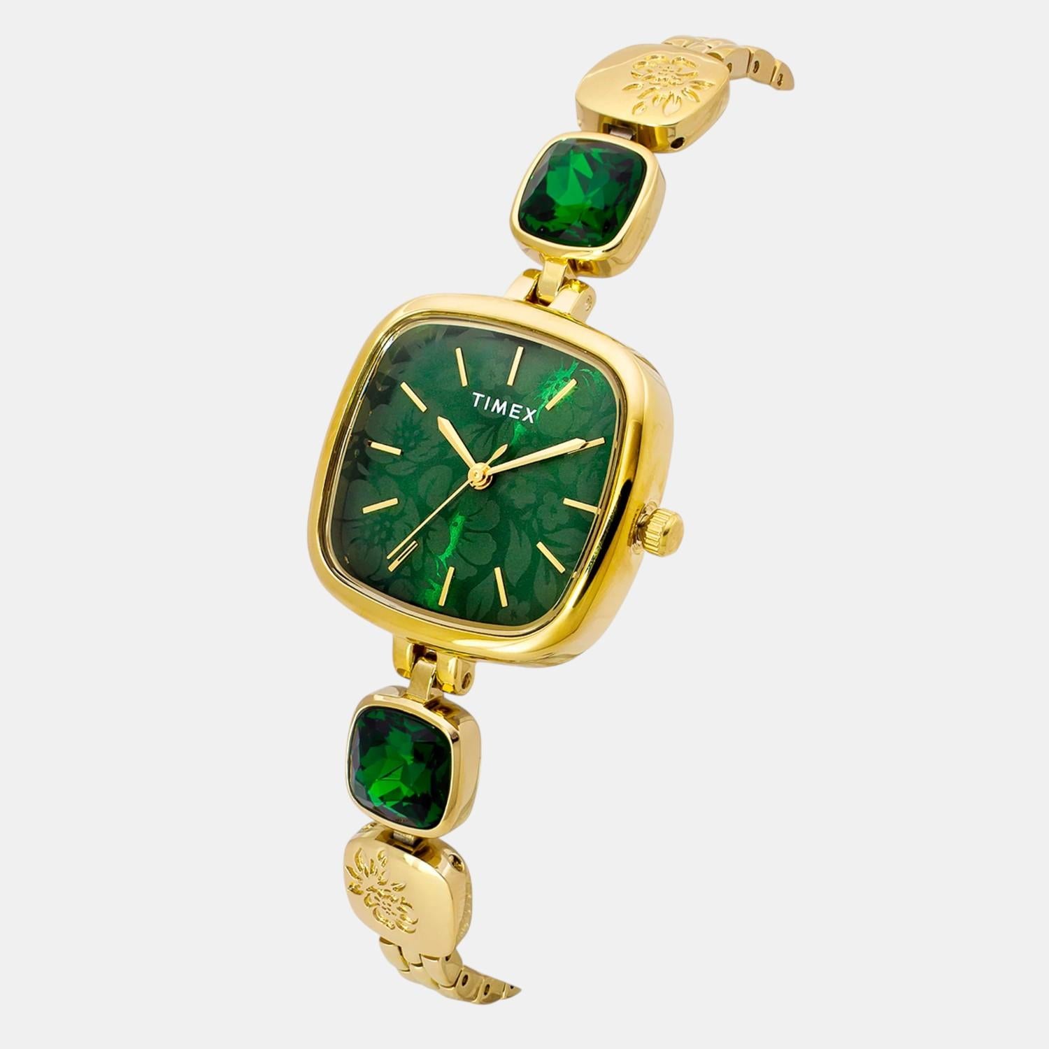 Fria Women Quartz Green Dial Analog Brass Watch TWEL21000