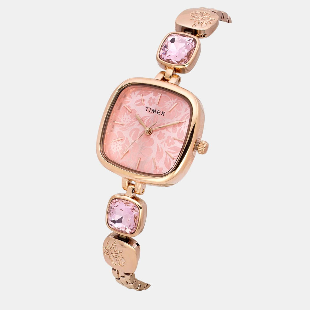 Fria Women Quartz Pink Dial Analog Brass Watch TWEL21002