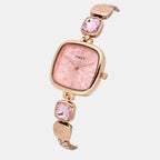 Fria Women Quartz Pink Dial Analog Brass Watch TWEL21002