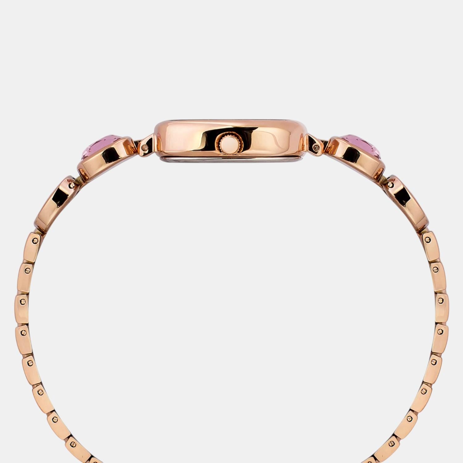 Fria Women Quartz Pink Dial Analog Brass Watch TWEL21002