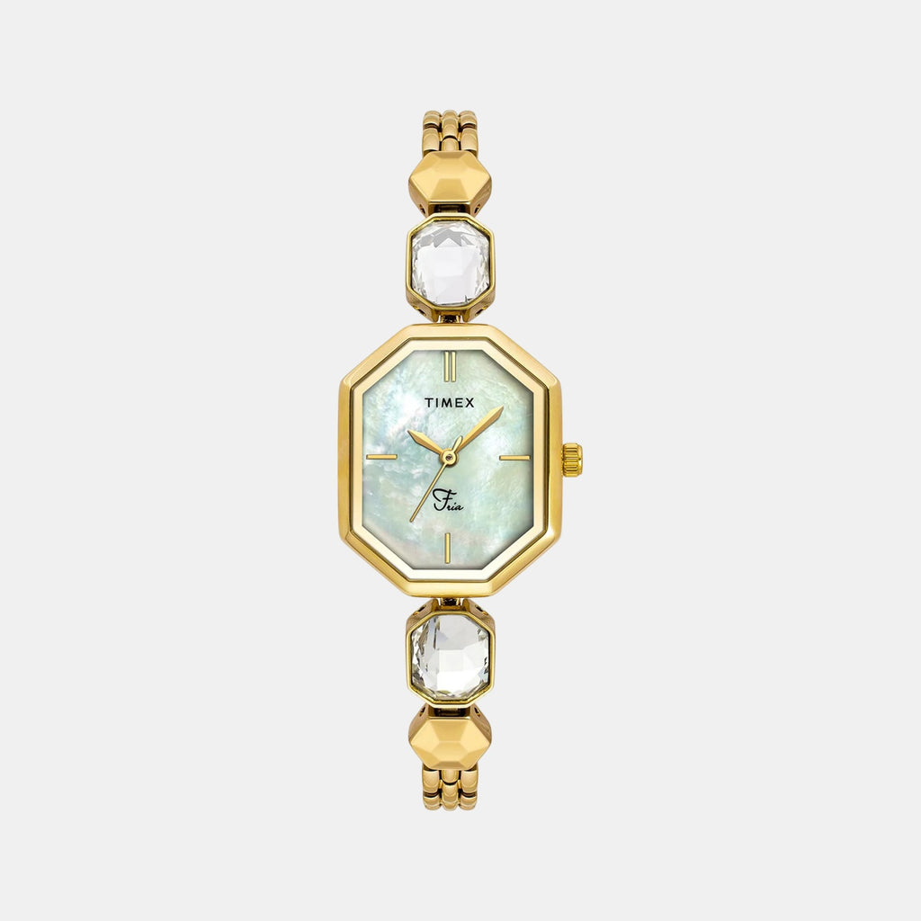 Fria Women Quartz Mother Of Pearl Dial Analog Brass Watch TWEL21100