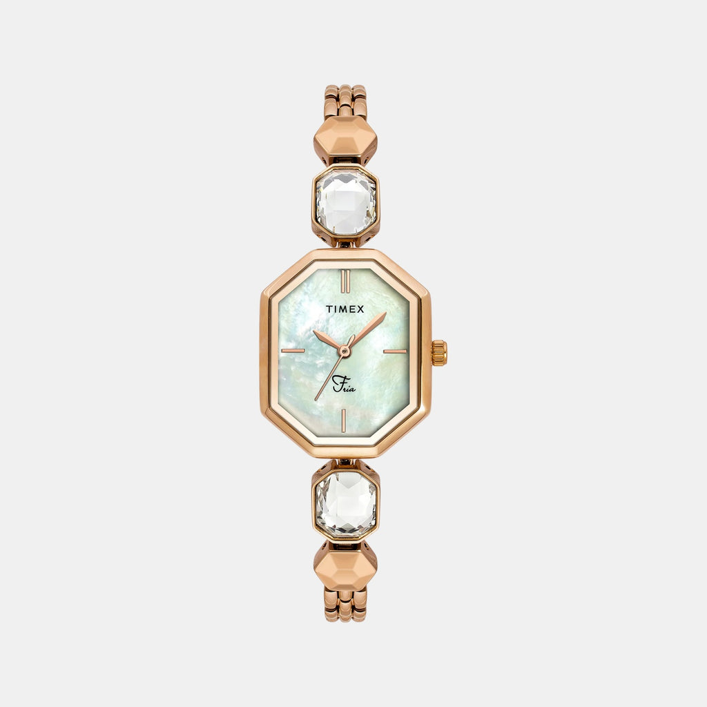 Fria Women Quartz Mother Of Pearl Dial Analog Brass Watch TWEL21101
