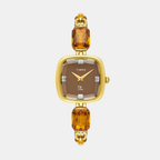 Fria Women Quartz Brown Dial Analog Brass Watch TWEL21200