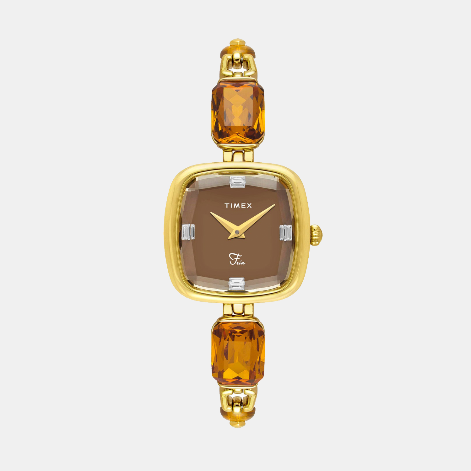 Fria Women Quartz Brown Dial Analog Brass Watch TWEL21200