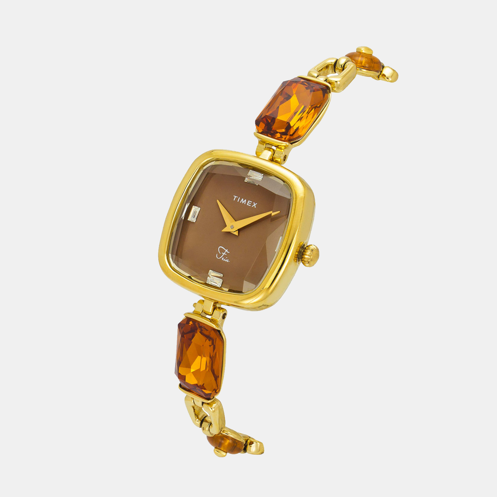 Fria Women Quartz Brown Dial Analog Brass Watch TWEL21200