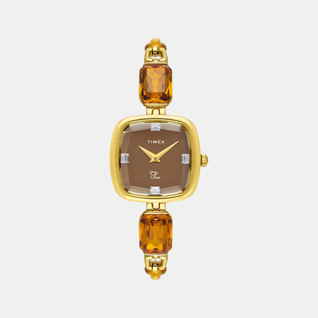 Fria Women Quartz Brown Dial Analog Brass Watch TWEL21200