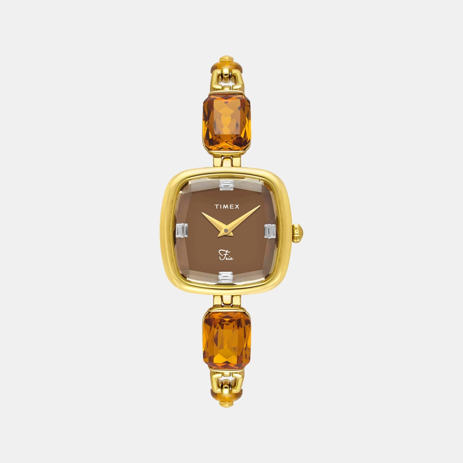 Fria Women Quartz Brown Dial Analog Brass Watch TWEL21200