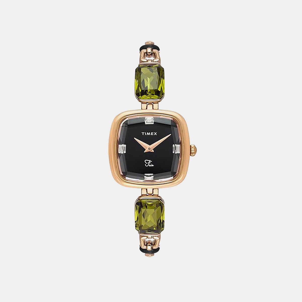 Fria Women Quartz Black Dial Analog Brass Watch TWEL21202
