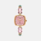 Fria Women Quartz Pink Dial Analog Brass Watch TWEL21203