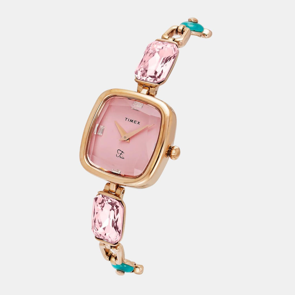 Fria Women Quartz Pink Dial Analog Brass Watch TWEL21203
