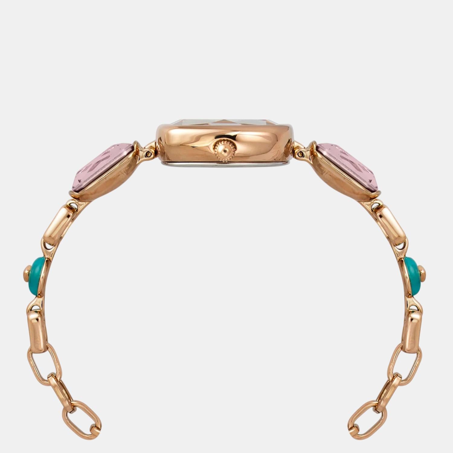 Fria Women Quartz Pink Dial Analog Brass Watch TWEL21203