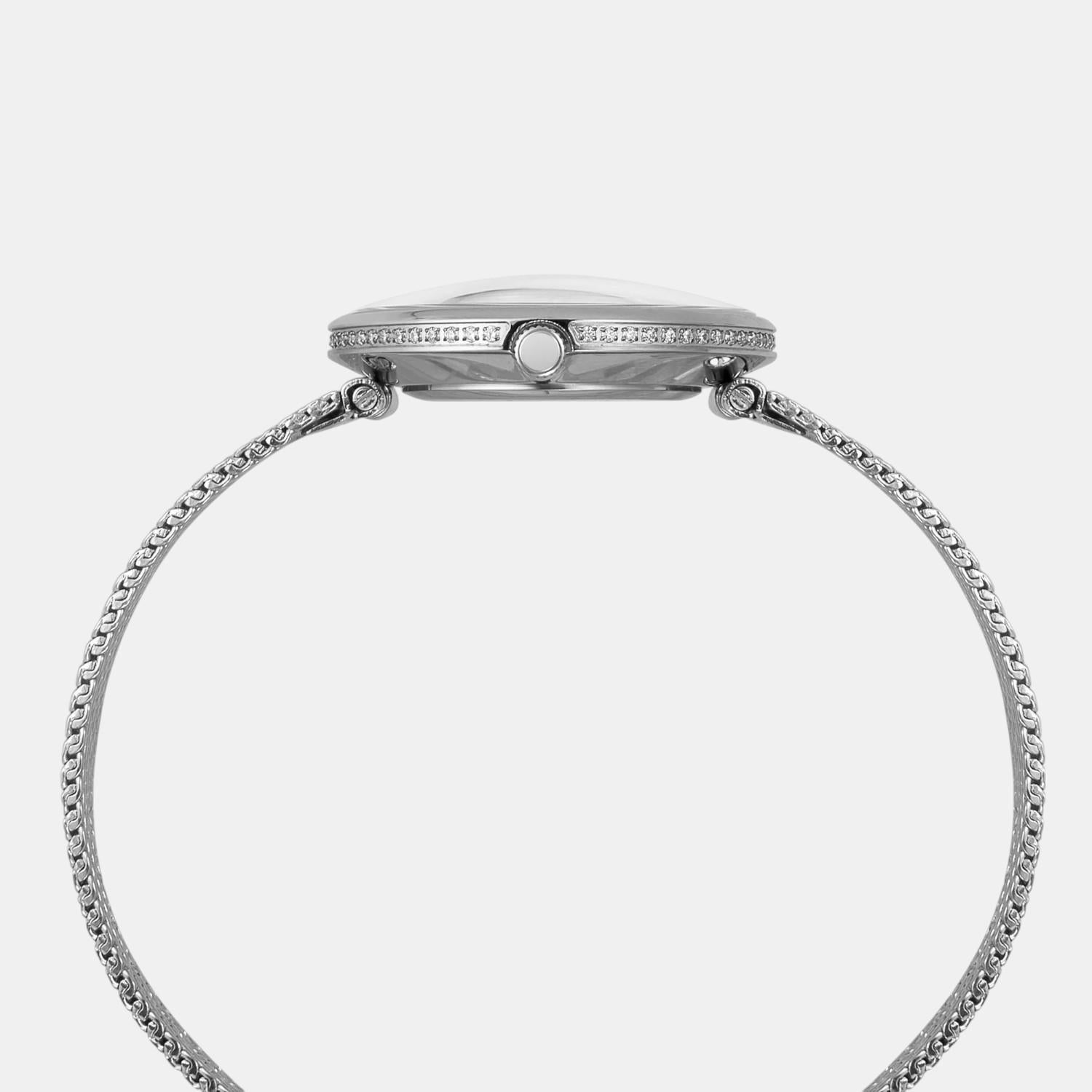 Fashion Women Quartz Pink Dial Analog Stainless Steel Watch TWEL21500