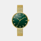Fashion Women Quartz Green Dial Analog Stainless Steel Watch TWEL21501