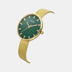 Fashion Women Quartz Green Dial Analog Stainless Steel Watch TWEL21501