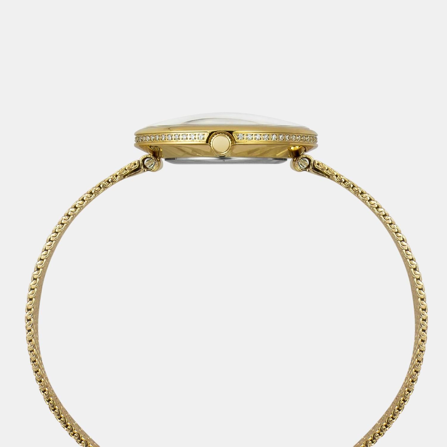 Fashion Women Quartz Green Dial Analog Stainless Steel Watch TWEL21501