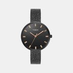 Fashion Women Quartz Black Dial Analog Stainless Steel Watch TWEL21503