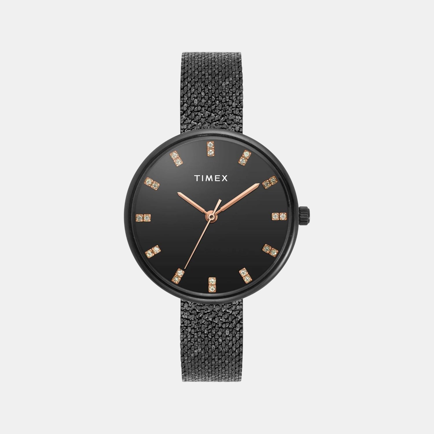 Fashion Women Quartz Black Dial Analog Stainless Steel Watch TWEL21503