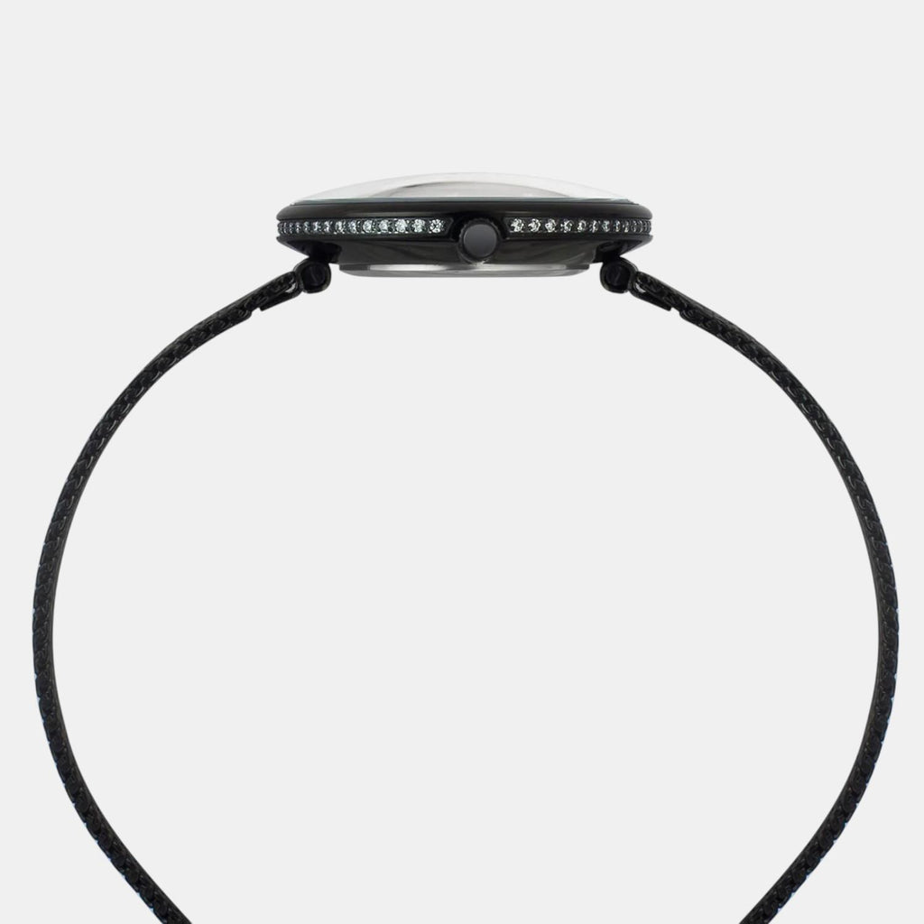 Fashion Women Quartz Black Dial Analog Stainless Steel Watch TWEL21503