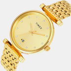 Fashion Women Quartz Champagne Dial Analog Stainless Steel Watch TWEL21600