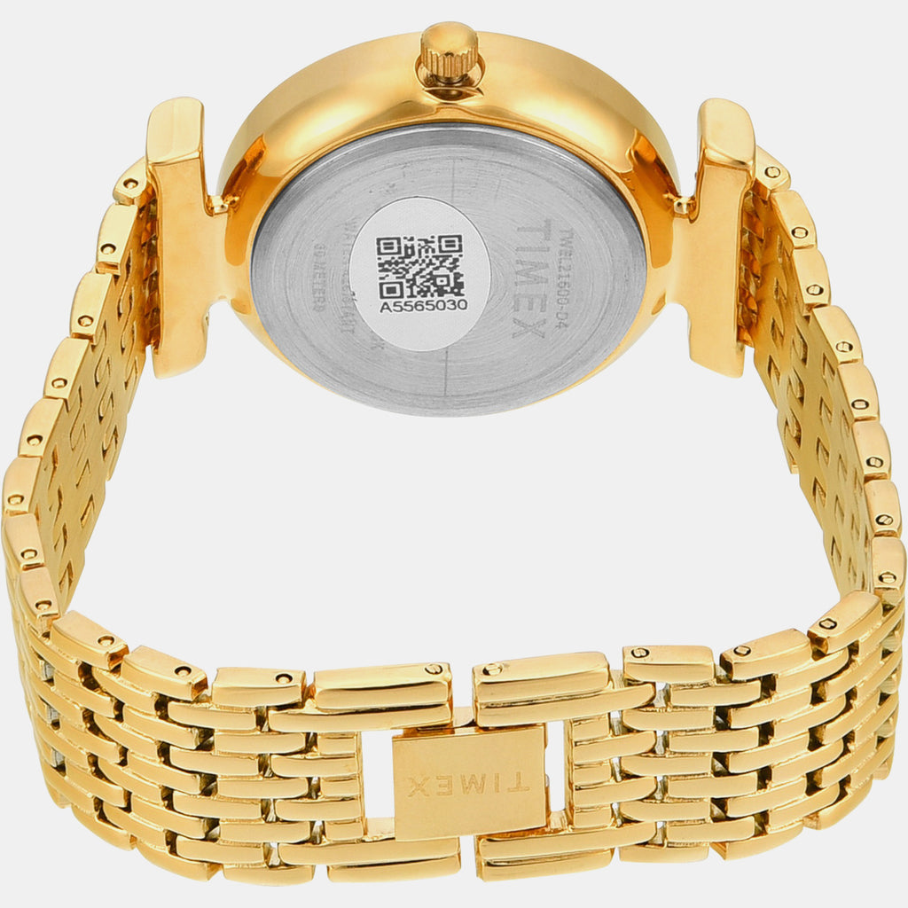 Fashion Women Quartz Champagne Dial Analog Stainless Steel Watch TWEL21600
