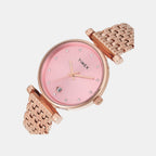 Fashion Women Quartz Pink Dial Analog Stainless Steel Watch TWEL21601