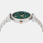 Fashion Women Quartz Green Dial Analog Stainless Steel Watch TWEL21603